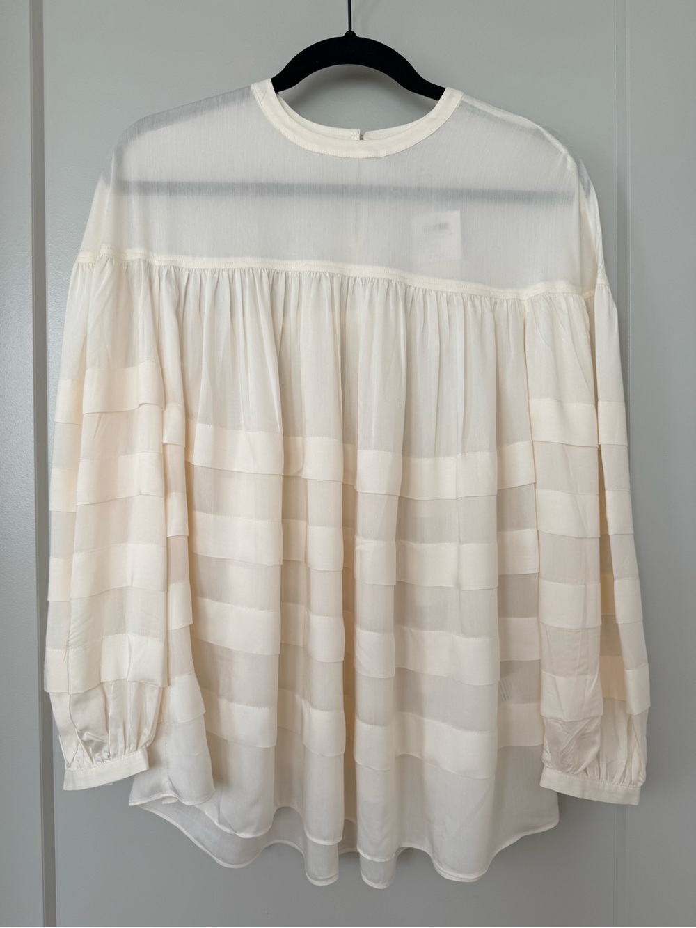 Club Monaco Cream Layered Tuck Blouse